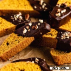 Autumn Pumpkin Biscotti 13 pumpkin biscotti covered in chocolate and chopped pecans