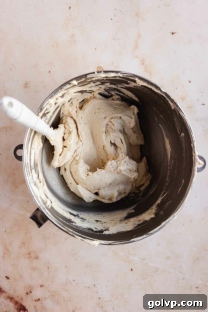 The smooth and creamy finished butterscotch buttercream