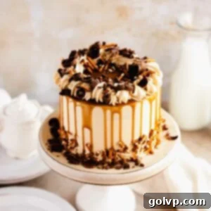 Butterscotch cake with drips and chocolate curls
