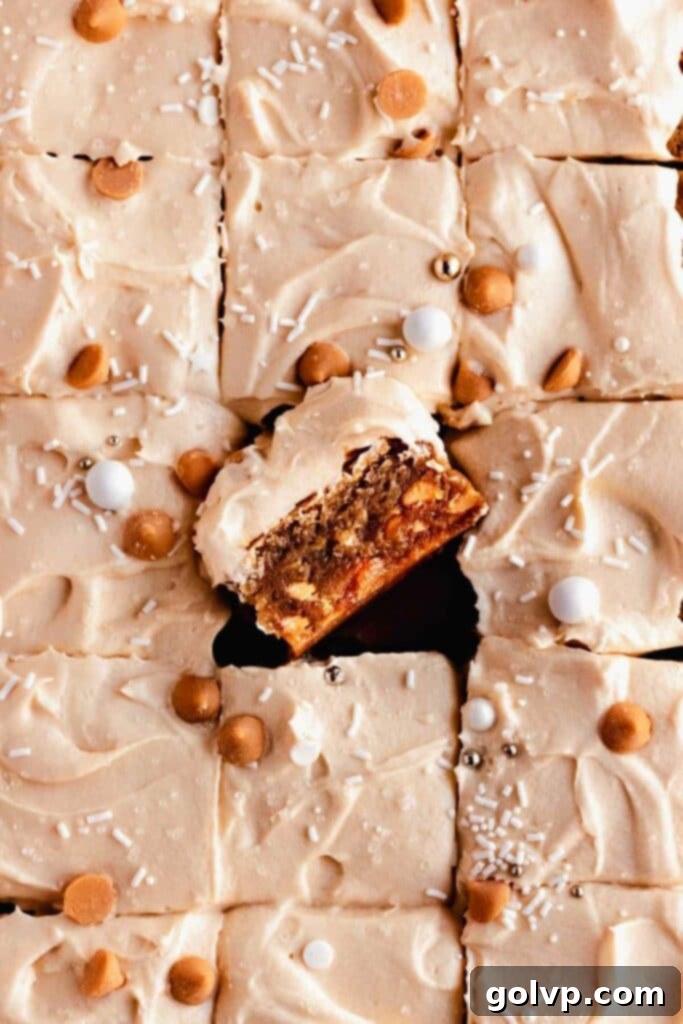 Frosted fudgy butterscotch blondie