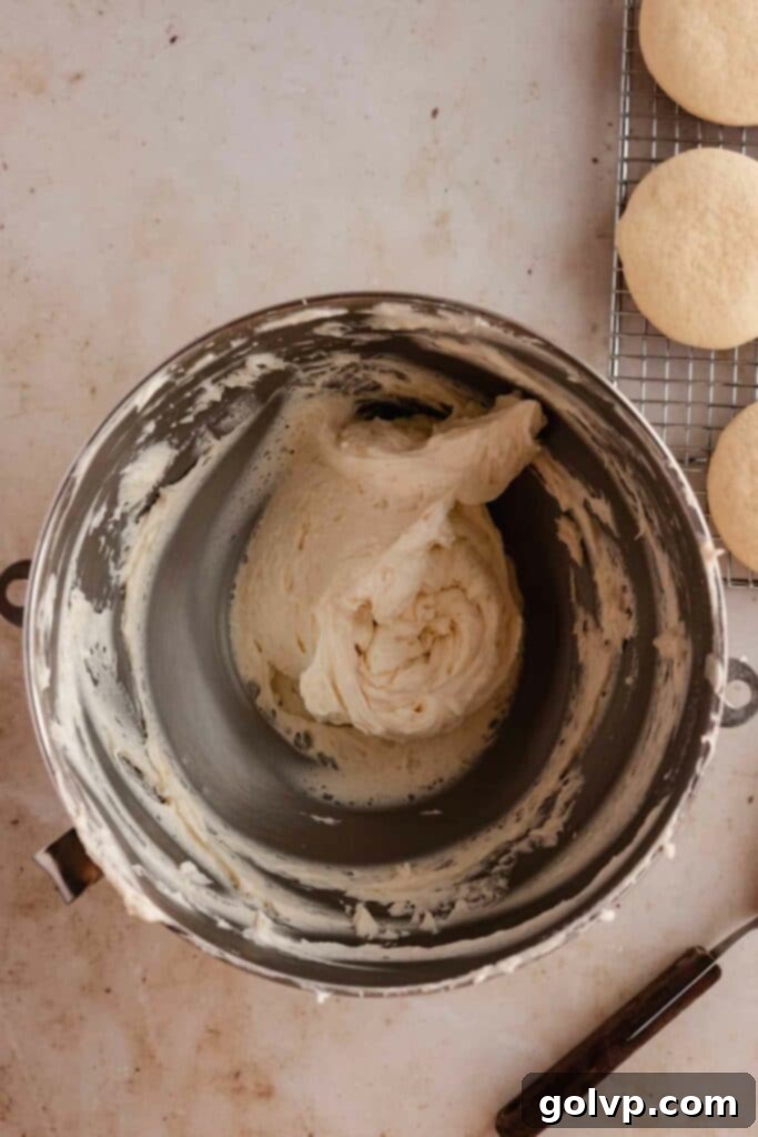 Classic Buttercream Sugar Cookies 13 Finished vanilla buttercream with a smooth, fluffy texture