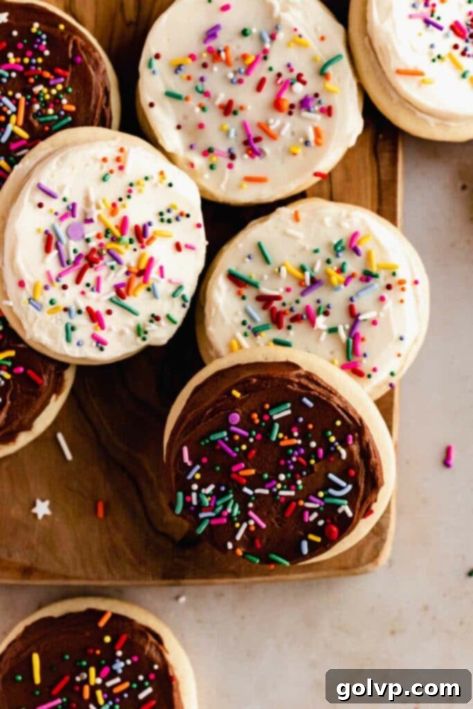 Classic Buttercream Sugar Cookies 15 Tray of homemade vanilla and chocolate buttercream frosted sugar cookies
