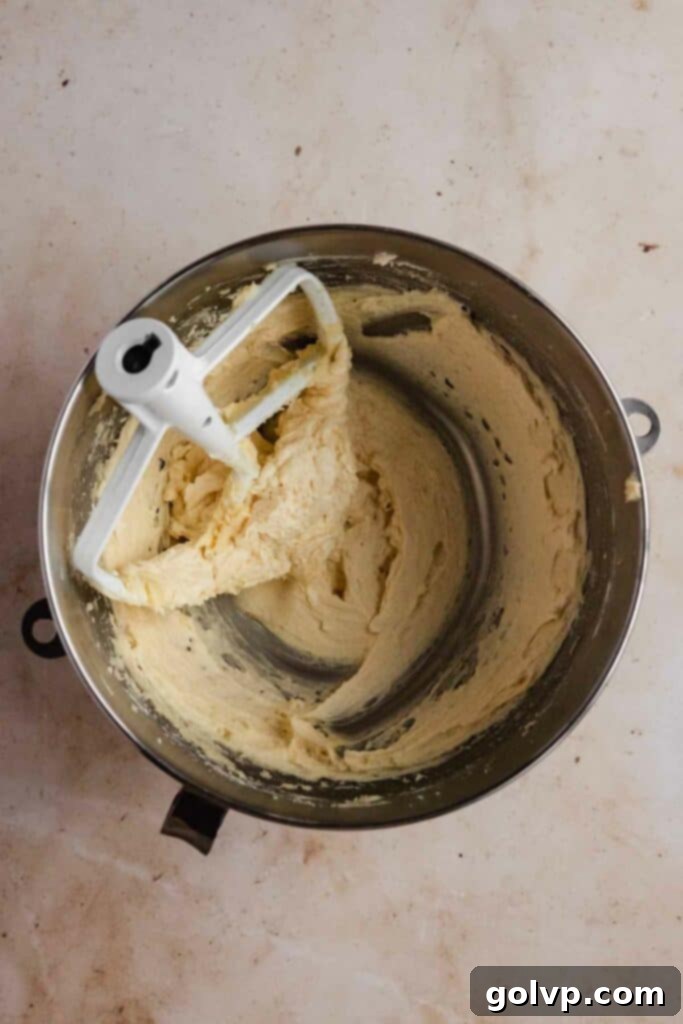 beating butter and sugar until light and fluffy