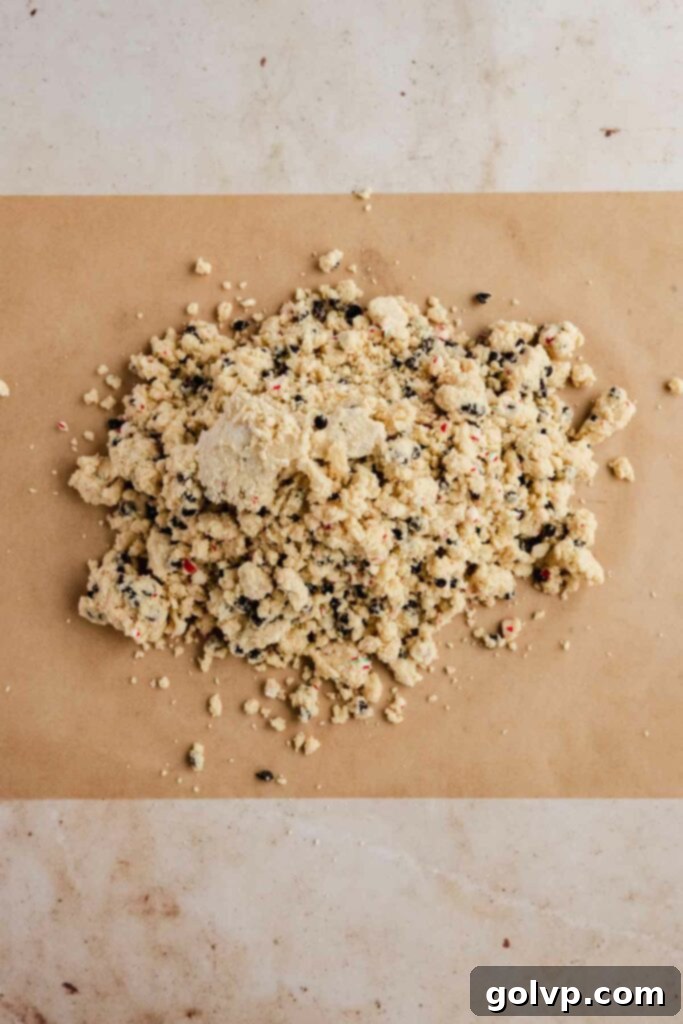 Putting together the peppermint chocolate chip cookie dough