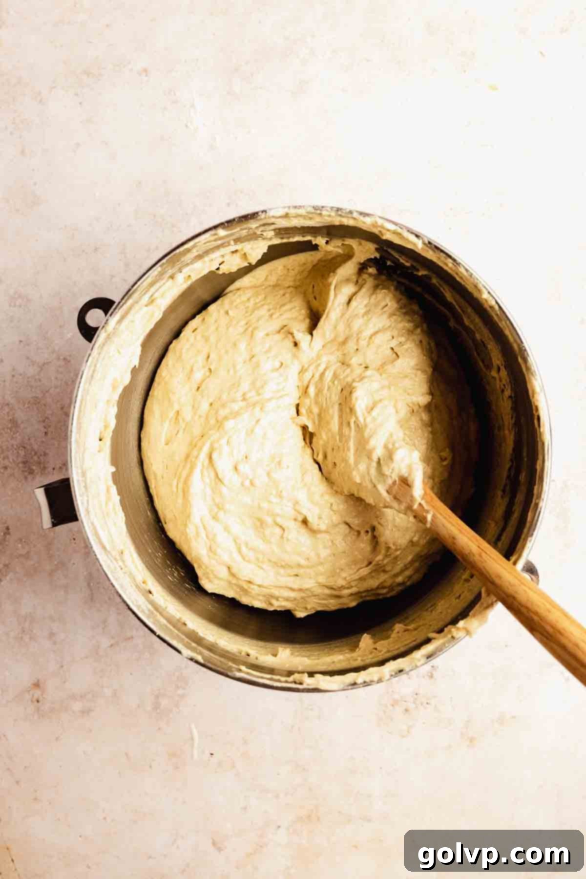 folding flour into the batter