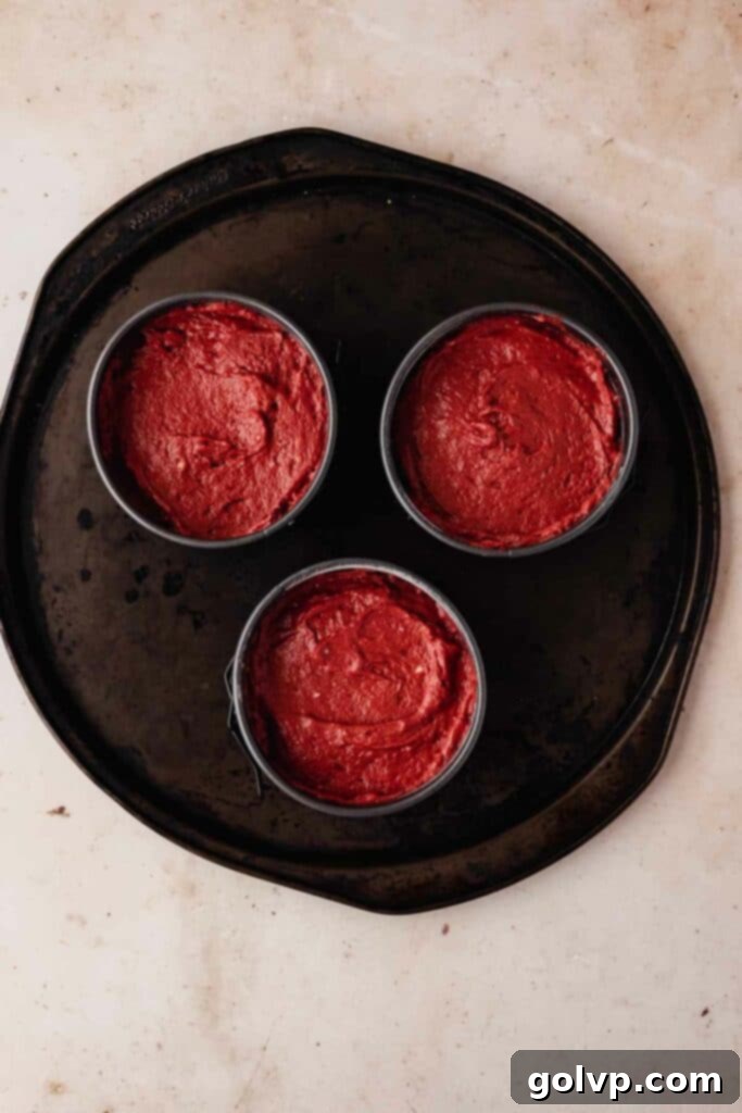 Red velvet mini cakes ready to bake