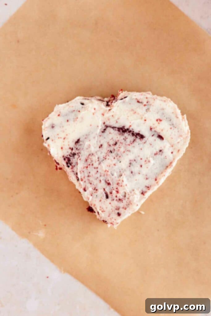 crumb coated mini heart cake