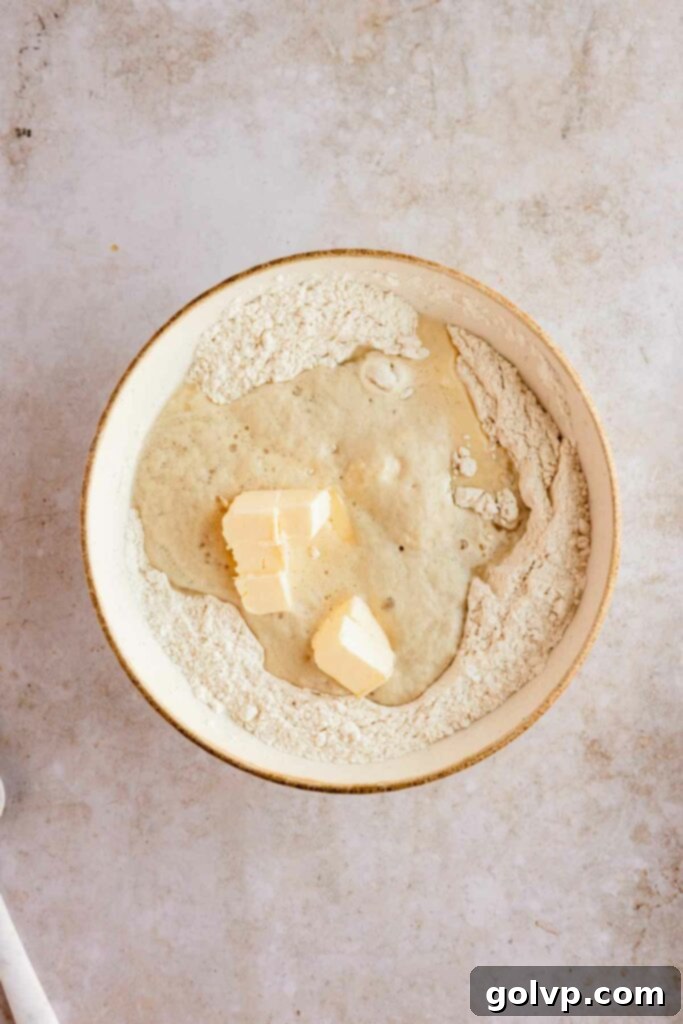 Mixing the donut dough together