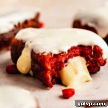 Red velvet glazed donut with custard filling