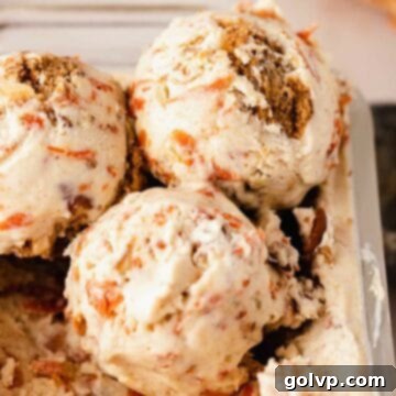 Spiced Carrot Cake Swirl 12 scooped carrot cake ice cream