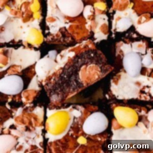 mini egg brownies with crackly top and fudgy texture