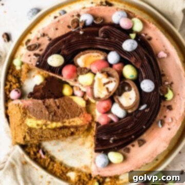 Mini egg cheesecake with nest and slice cut out