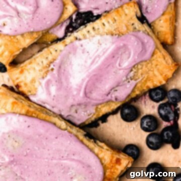 Blueberry pop tarts with purple blueberry glaze
