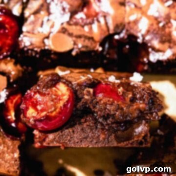 Decadent Cherry Brownies 9 Fudgy Cherry Brownie with halved cherries