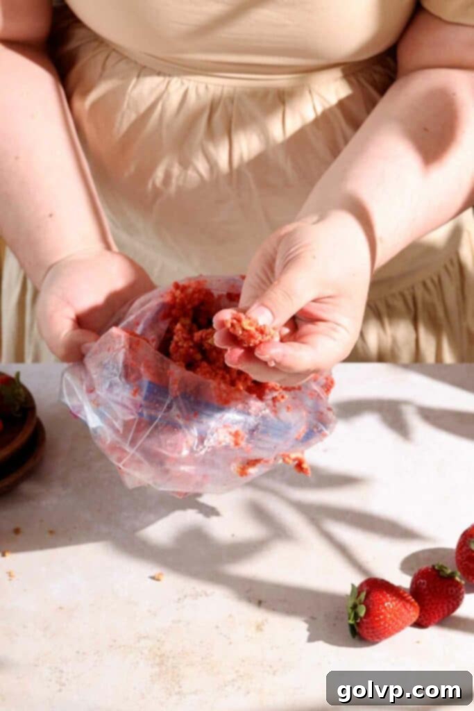 making strawberry crunch