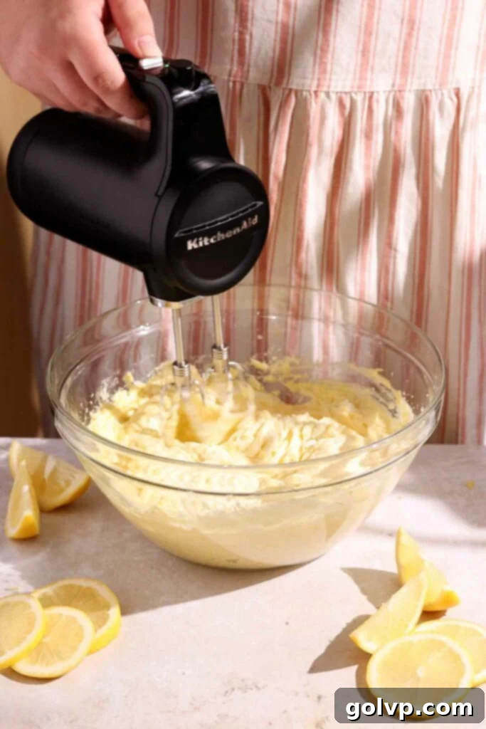 Sunshine Lemon Bundt 6 Cake batter with sour cream and eggs