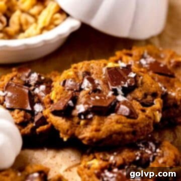 Pumpkin cookies with chocolate and flaky salt