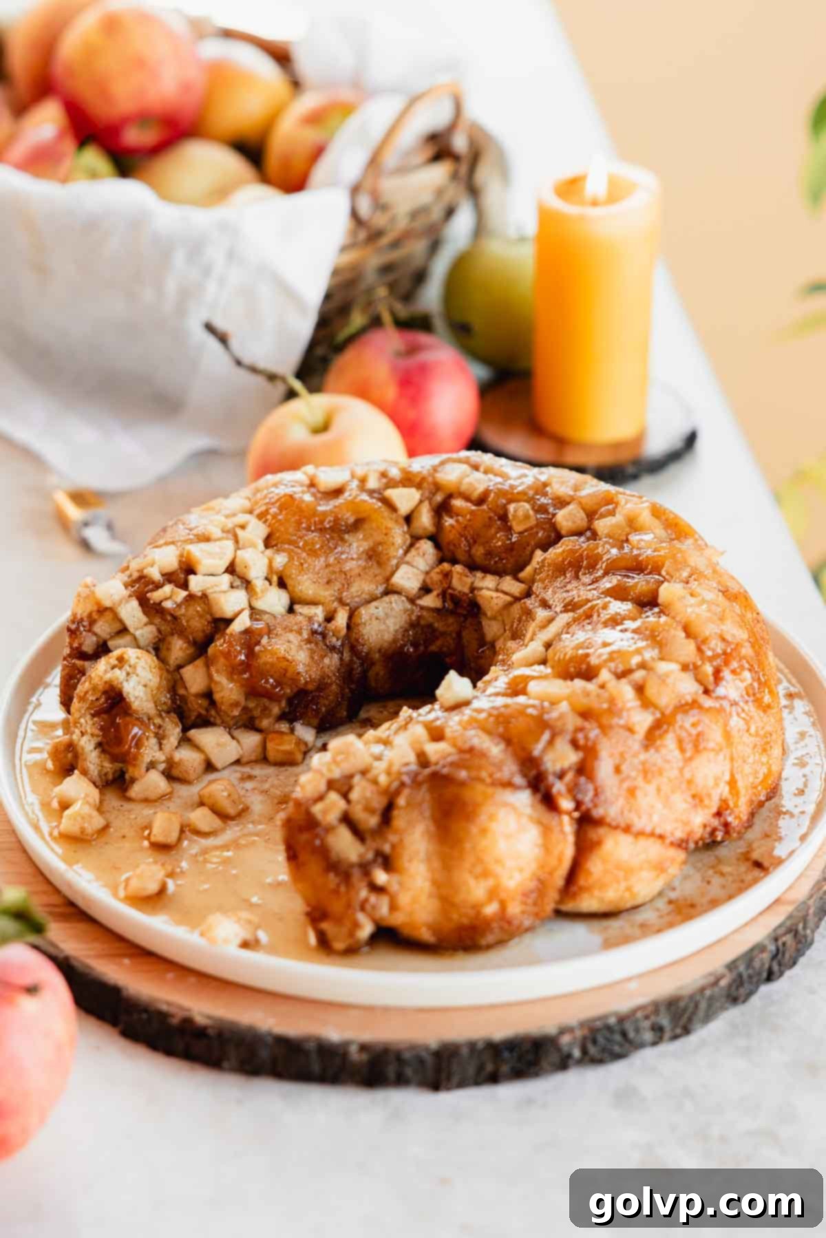 gooey apple monkey bread stuffed with caramel